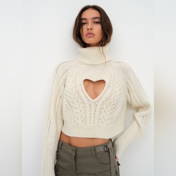 For Love And Lemons Sweaters - NWT For Love And Lemons Vera Cropped Cut Out Sweater XS